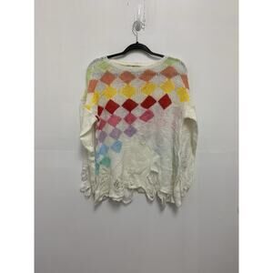 Wildfox White Label Rainbow Lennon Sweater Distressed Oversized Pride Grunge S